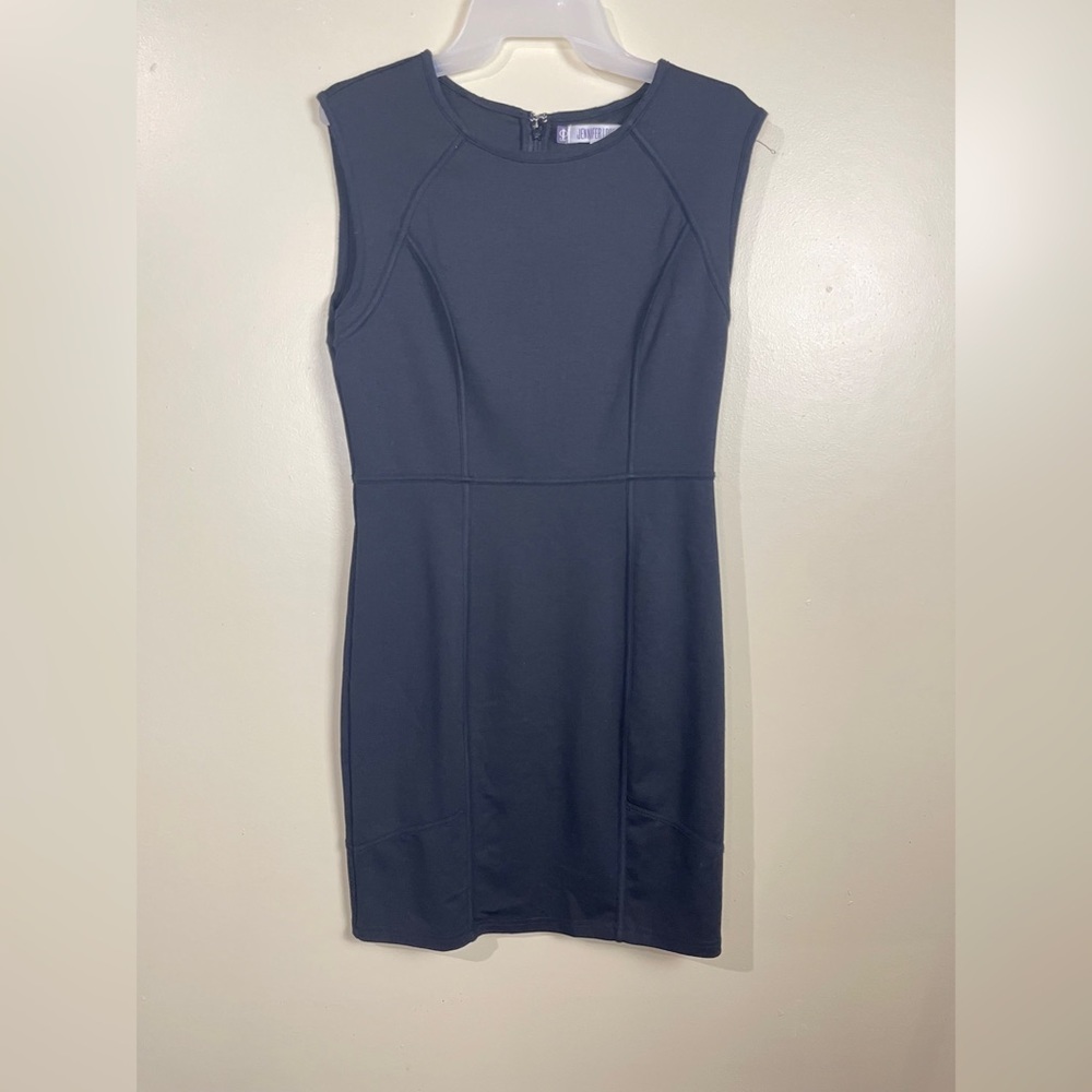 Jennifer Lopez Black Sleeveless Bodycon Midi Dress Size 10